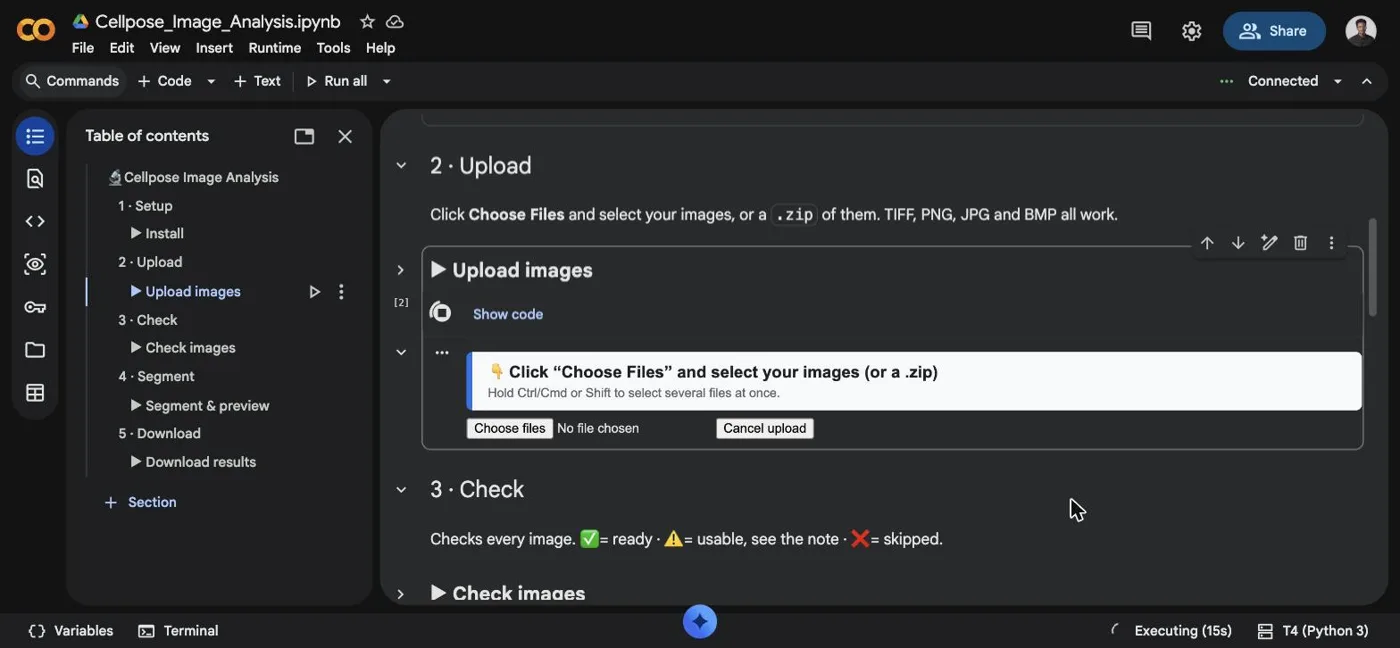 Step 3 waiting for images, with the Choose Files button